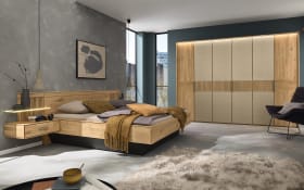 Schlafzimmer Mira, Wildeiche massiv, 180 x 200 cm, Schrank 299 x 225 cm