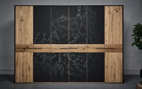 Drehtürenschrank Steel, Wildeiche gebürstet, Schrank 299 x 222 cm
