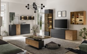 Vitrine Trevio, Kerneiche Umato, anthrazit, links angeschlagen