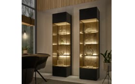 Vitrine Trevio, Kerneiche Umato, anthrazit, links angeschlagen