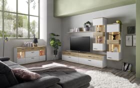 Vitrine QUINCY, grau/Eiche-Nachbildung, inkl. LED-Beleuchtung