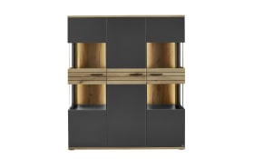 Vitrine QUINCY, anthrazit/Eiche-Nachbildung, inkl. LED-Beleuchtung
