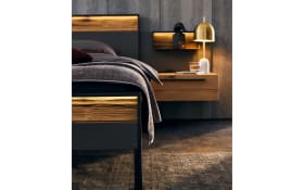 Liegenbett Joline, Lack graphit/Wildeiche massiv, 180 x 200 cm