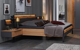 Liegenbett Joline, Lack graphit/Wildeiche massiv, 180 x 200 cm