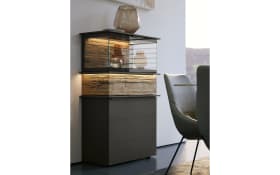 Vitrine Jana, graphit/Altholz-Eiche