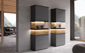 Vitrine Jana, graphit/Altholz-Eiche