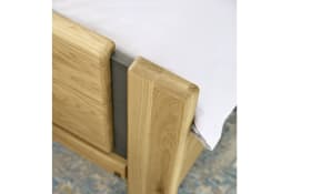 Schlafzimmer Sorrent in Eiche massiv/Schiefer-Nachbildung, 180 x 200 cm, Schrank 300 x 216 cm, mit Stollenfußteil