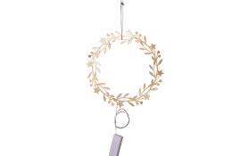 Metall Kranz mit Beleuchtung Holiday, goldfarbig, 28 cm