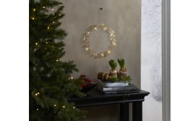 Metall Kranz mit Beleuchtung Holiday, goldfarbig, 28 cm