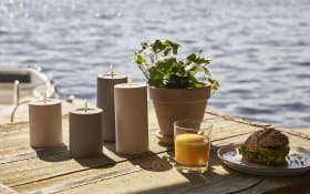 Outdoor LED Kerze Flamme soft, beige, 17,5 cm