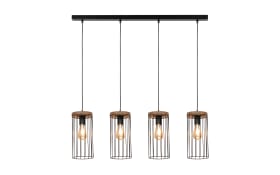 Pendelleuchte Tonsa, schwarz/Eiche geölt, 4-flammig, 81 cm