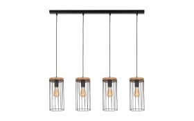 Pendelleuchte Tonsa, schwarz/Eiche geölt, 4-flammig, 81 cm