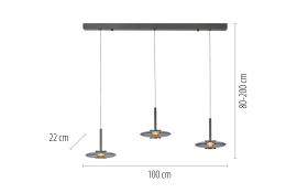 LED-Pendelleuchte Pure-Vitrum, grau, inkl. CCT und E-Lift