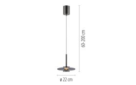 LED-Pendelleuchte Pure-Vitrum, grau/rauchfarbig, inkl. CCT und E-Lift
