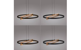 LED-Pendelleuchte Mondo Famera, holz/schwarz, 1-flammig, inkl. CCT und Fernbedienung