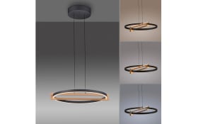 LED-Pendelleuchte Mondo Famera, holz/schwarz, 1-flammig, inkl. CCT und Fernbedienung