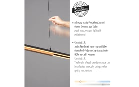 LED-Pendelleuchte Mondo Famera, holz/schwarz, inkl. CCT und Fernbedienung