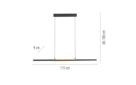 LED-Pendelleuchte Mondo Famera, holz/schwarz, inkl. CCT und Fernbedienung