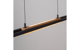 LED-Pendelleuchte Mondo Famera, holz/schwarz, inkl. CCT und Fernbedienung