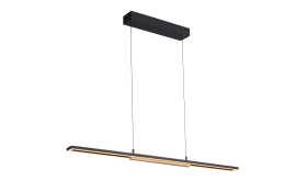 LED-Pendelleuchte Mondo Famera, holz/schwarz, inkl. CCT und Fernbedienung