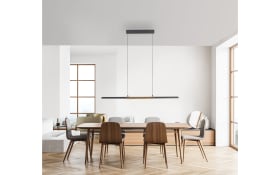 LED-Pendelleuchte Mondo Famera, holz/schwarz, inkl. CCT und Fernbedienung
