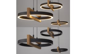 LED-Pendelleuchte Mondo Famera, holz/schwarz, 3-flammig, inkl. CCT und Fernbedienung
