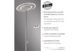 LED-Standleuchte Mondo Rimo, stahl, inkl. CCT und Memoryfunktion