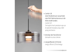 LED-Pendelleuchte Mondo Karena, schwarz, 1-flammig, inkl. Memoryfunktion