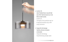 LED-Pendelleuchte Mondo Karena, schwarz, 3-flammig, inkl. Memoryfunktion