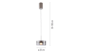 LED-Pendelleuchte Mondo Karena, stahlfarbig, 1-flammig, inkl. Memoryfunktion