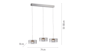 LED-Pendelleuchte Mondo Karena, stahlfarbig, 3-flammig, inkl. Memoryfunktion