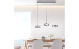 LED-Pendelleuchte Mondo Karena, stahlfarbig, 3-flammig, inkl. Memoryfunktion