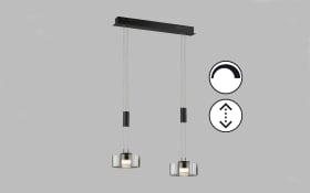 LED-Pendelleuchte Lavin, sandschwarz/rauch, 2-flammig