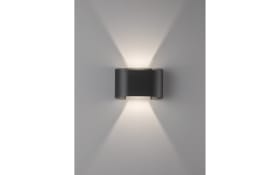 LED-Wandleuchte Wall IP44, schwarz matt, 18 x 12 cm