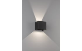 LED-Wandleuchte Wall IP44, schwarz matt, 10 cm