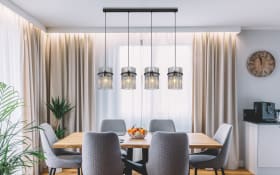 Pendelleuchte Gorley, schwarz, 4-flammig, 110 cm