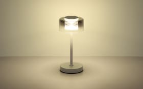 LED-Tischleuchte Belinda, weiß/rauchfarbig