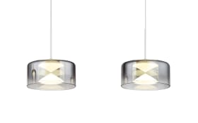 LED-Pendelleuchte Belinda, weiß/rauchfarbig