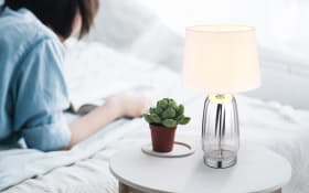 Tischleuchte Classy, silberfarbig/weiß