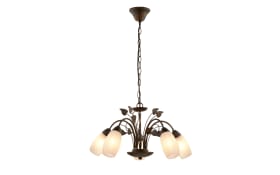 Pendelleuchte Venezia, rostfarbig/Alabaster, 5-flammig