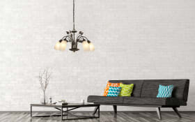 Pendelleuchte Venezia, rostfarbig/Alabaster, 5-flammig