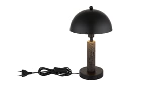 Tischleuchte Janie, schwarz/Travertine-Nachbildung