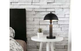 Tischleuchte Janie, schwarz/Travertine-Nachbildung