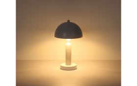 Tischleuchte Janie, weiß/Travertine-Nachbildung