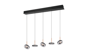 Pendelleuchte Guano, coffee/schwarz, 5-flammig