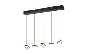 Pendelleuchte Guano, coffee/schwarz, 5-flammig