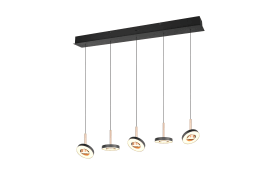 Pendelleuchte Guano, coffee/schwarz, 5-flammig