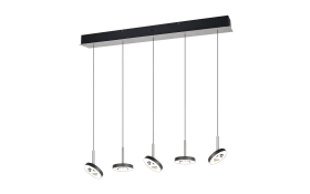 Pendelleuchte Guano, nickel/schwarz, 5-flammig