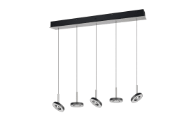 Pendelleuchte Guano, nickel/schwarz, 5-flammig