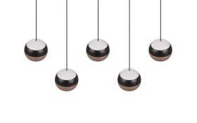 LED-Pendelleuchte Orbit, schwarz/coffee, 5-flammig, 100 cm, inkl. Dimmfunktion